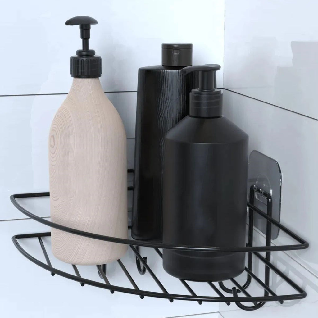 miorashop® Yapışkanlı Banyo Köşeliği Kancalı Köşe Rafı Duş Şampuanlık Duvar Düzenleyici Organizer Raf