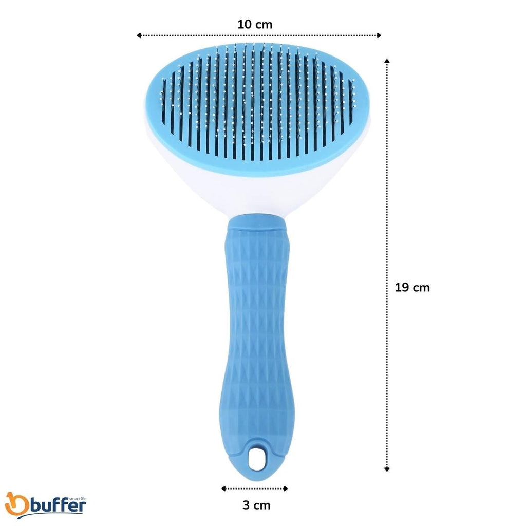 miorashop® Kedi Köpek Tüy Toplayıcı Kendini Temizleyebilen Ergonomik Saplı Evcil Hayvan Tarağı Mavi