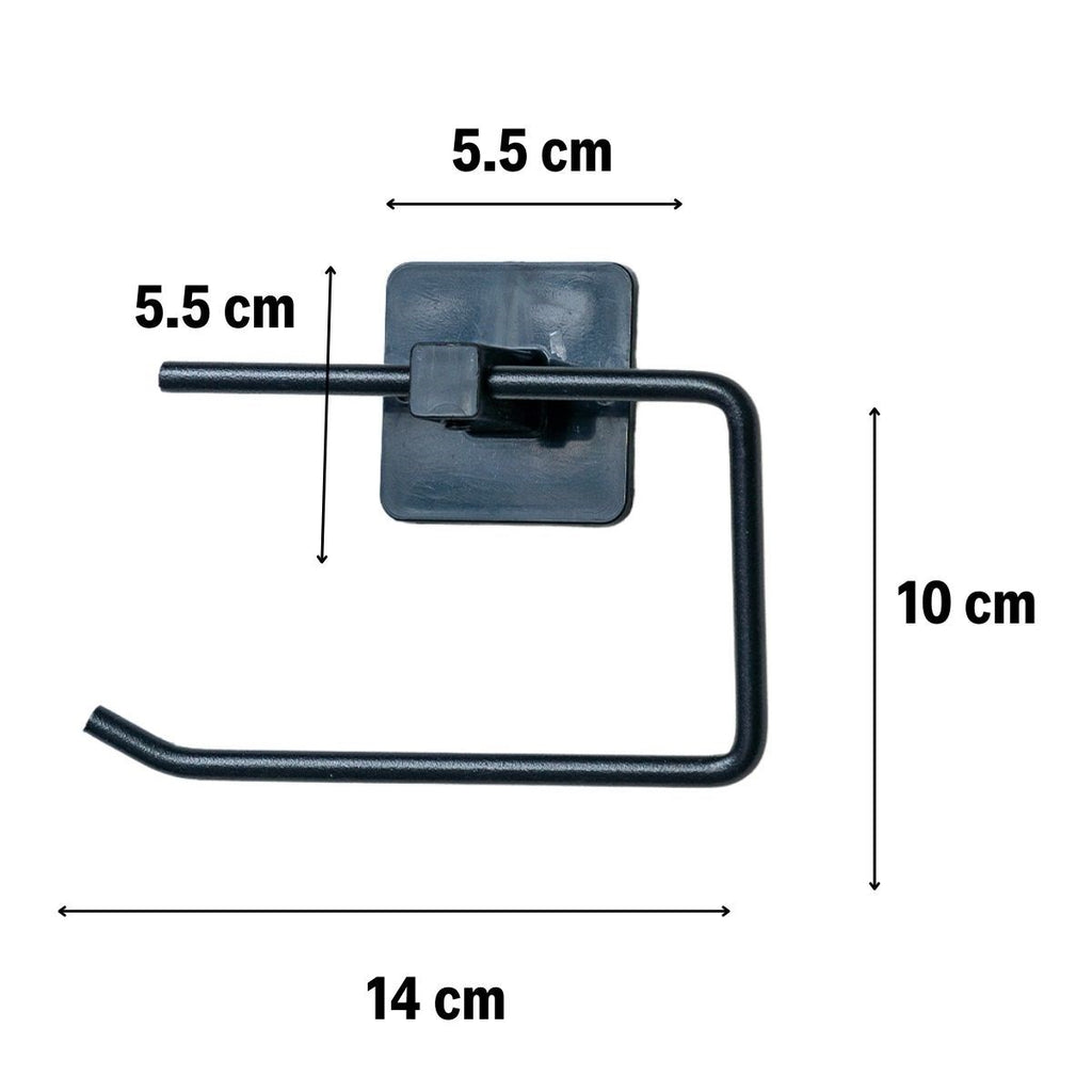 miorashop® Kendiliğinden Yapışkanlı Siyah Paslanmaz Metal Kapaksız Tuvalet Kağıtlığı Aparatı
