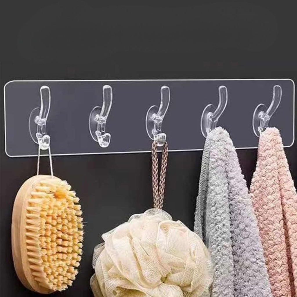 miorashop® 5'li Güçlü Yapışkanlı Şeffaf Duvar Askısı Banyo Mutfak Düzenleyici Pratik Askılık
