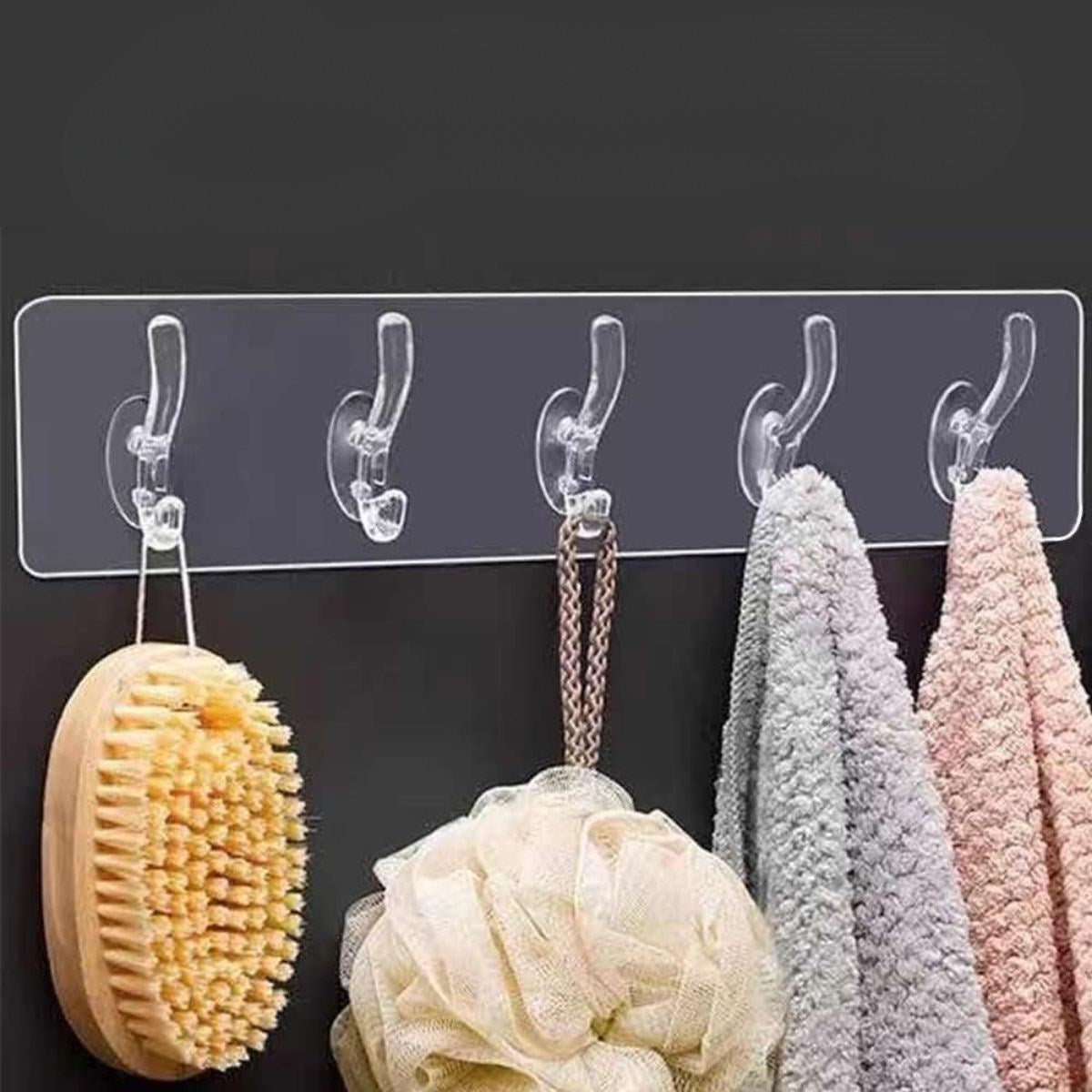 miorashop® 5'li Güçlü Yapışkanlı Şeffaf Duvar Askısı Banyo Mutfak Düzenleyici Pratik Askılık