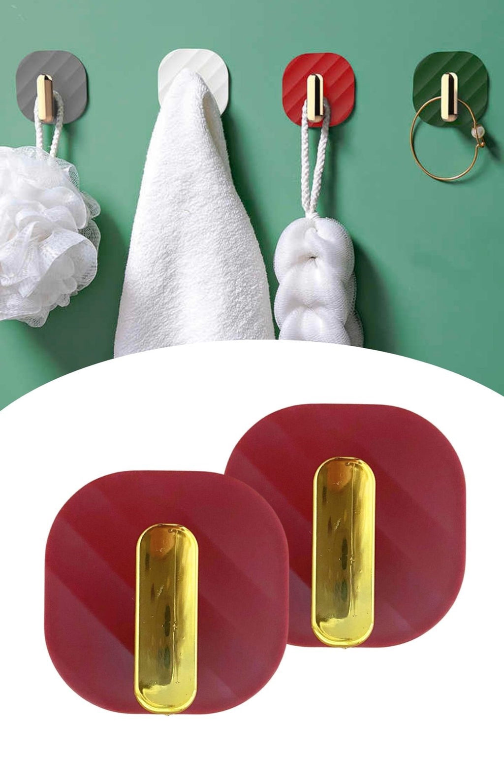 miorashop® 2li Yapışkanlı Retro Askılık Dolap Kapak Kulpu Kırmızı