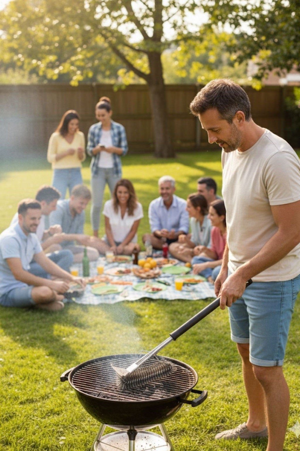 miorashop® Mangal Izgara Temizleme Fırçası – Paslanmaz Çelik Telli, Uzun Saplı Grill Temizlik Aparatı Mangal Temizlik Fırçası