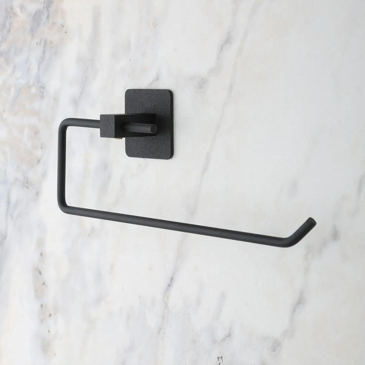 miorashop® Kendiliğinden Yapışkanlı Siyah Paslanmaz Metal Rulo Havluluk Aparat