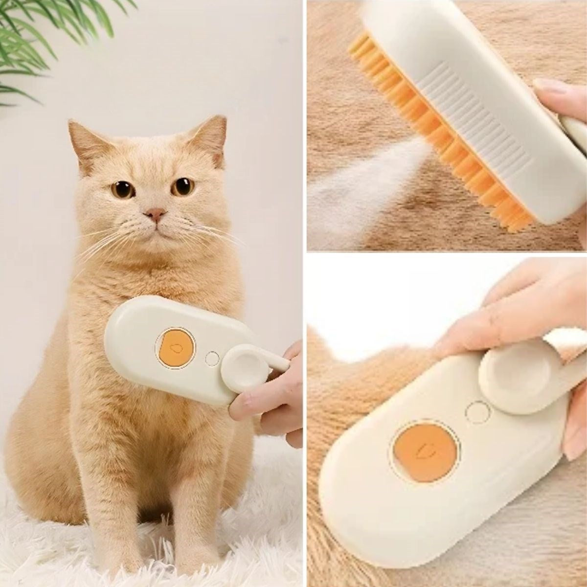 miorashop®  Saplı Su Püskürtmeli Kedi Köpek Fırçası Masaj Etkili Tüy Toplama Tarağı