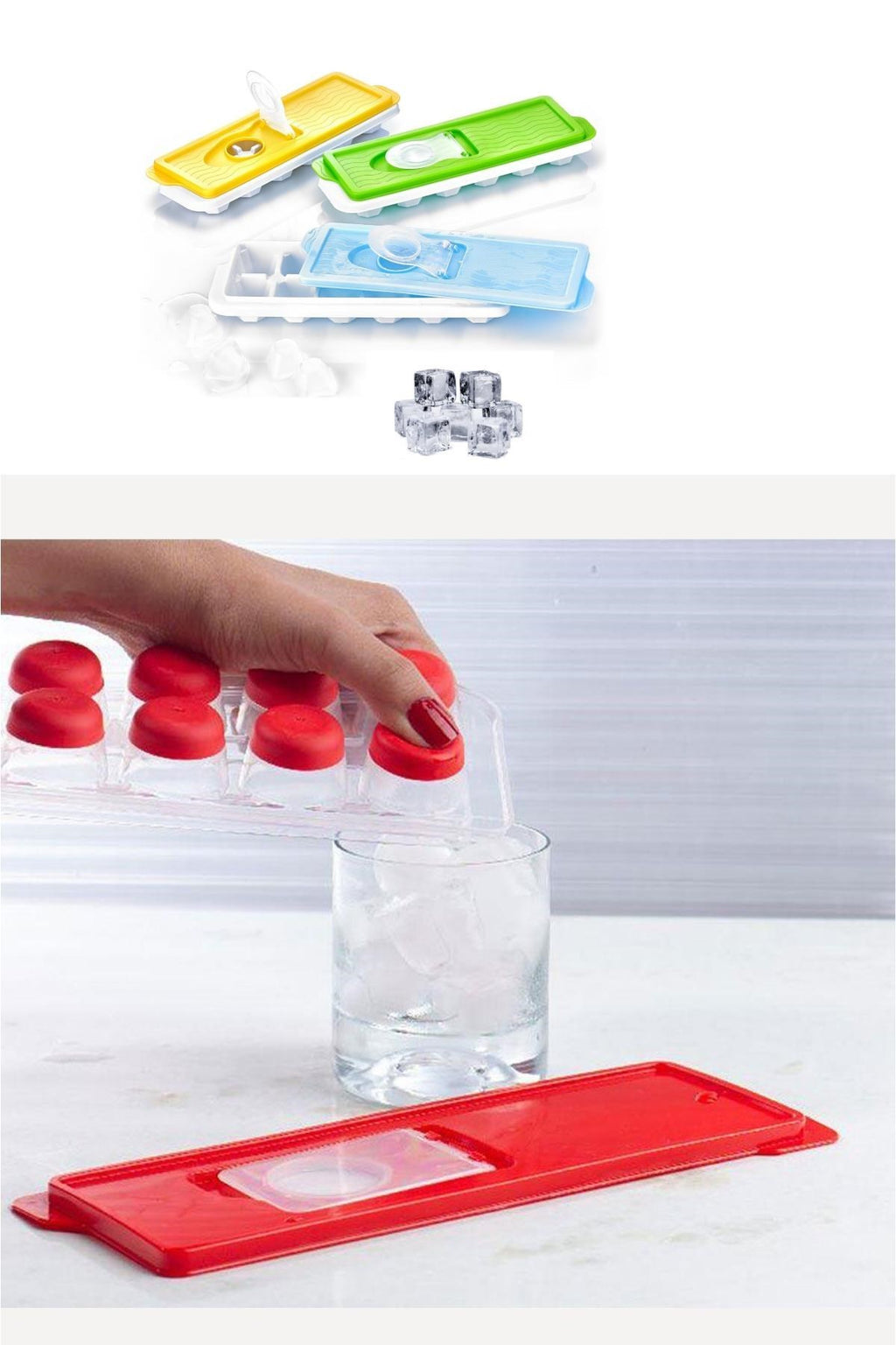 miorashop® 12li Kapaklı Yapışmaz Silikon Tabanlı Plastik Küp Buz Kalıbı