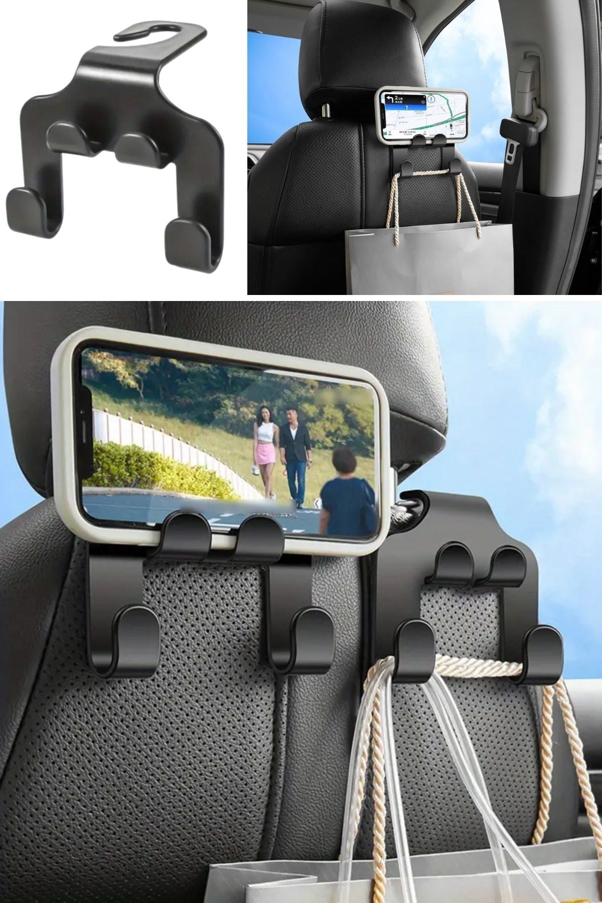 miorashop® Oto Koltuk Arkası Düzenleyici Organizer Askılıklı Telefon,Tablet Tutucu