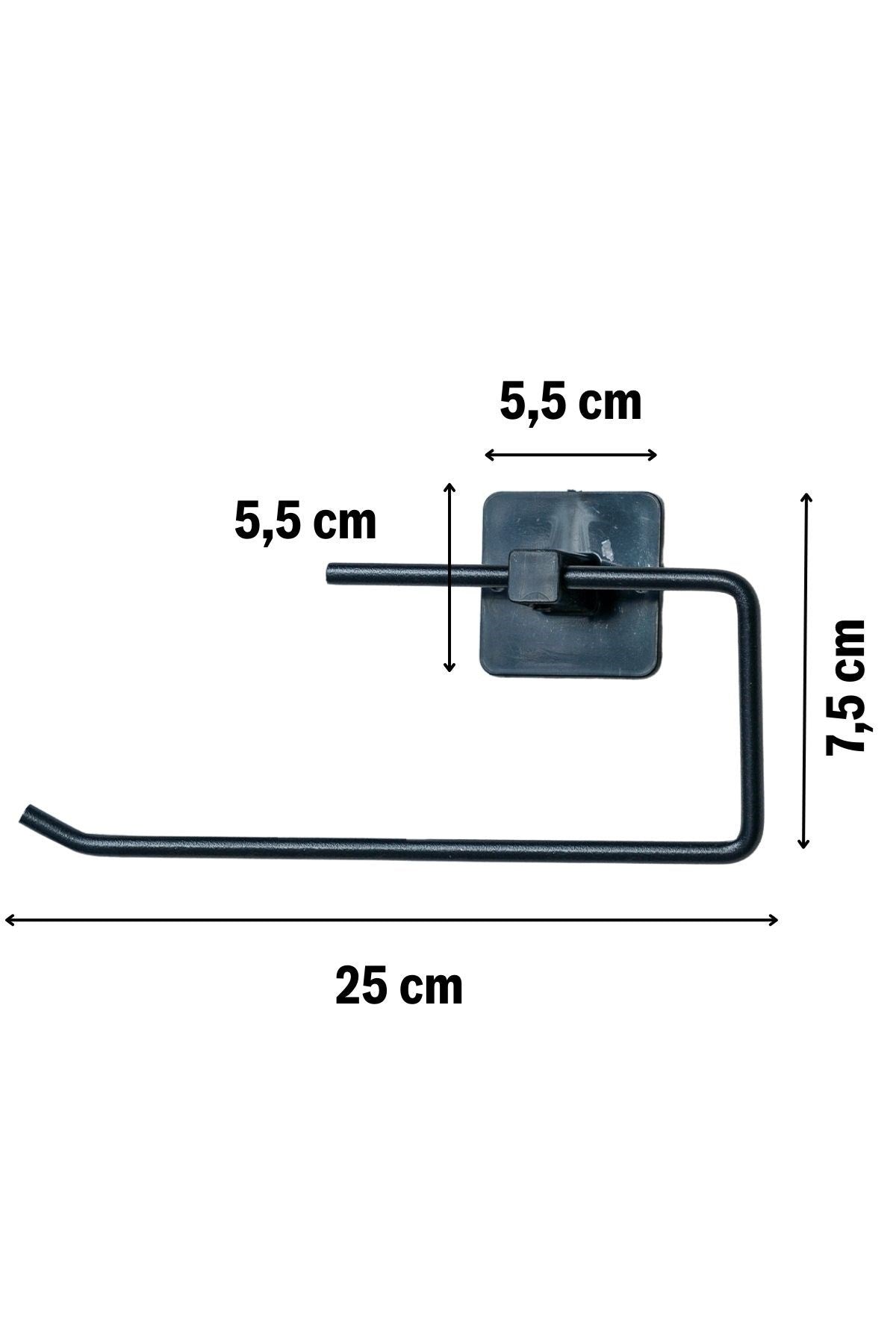 miorashop® Kendiliğinden Yapışkanlı Siyah Paslanmaz Metal Rulo Havluluk Aparat