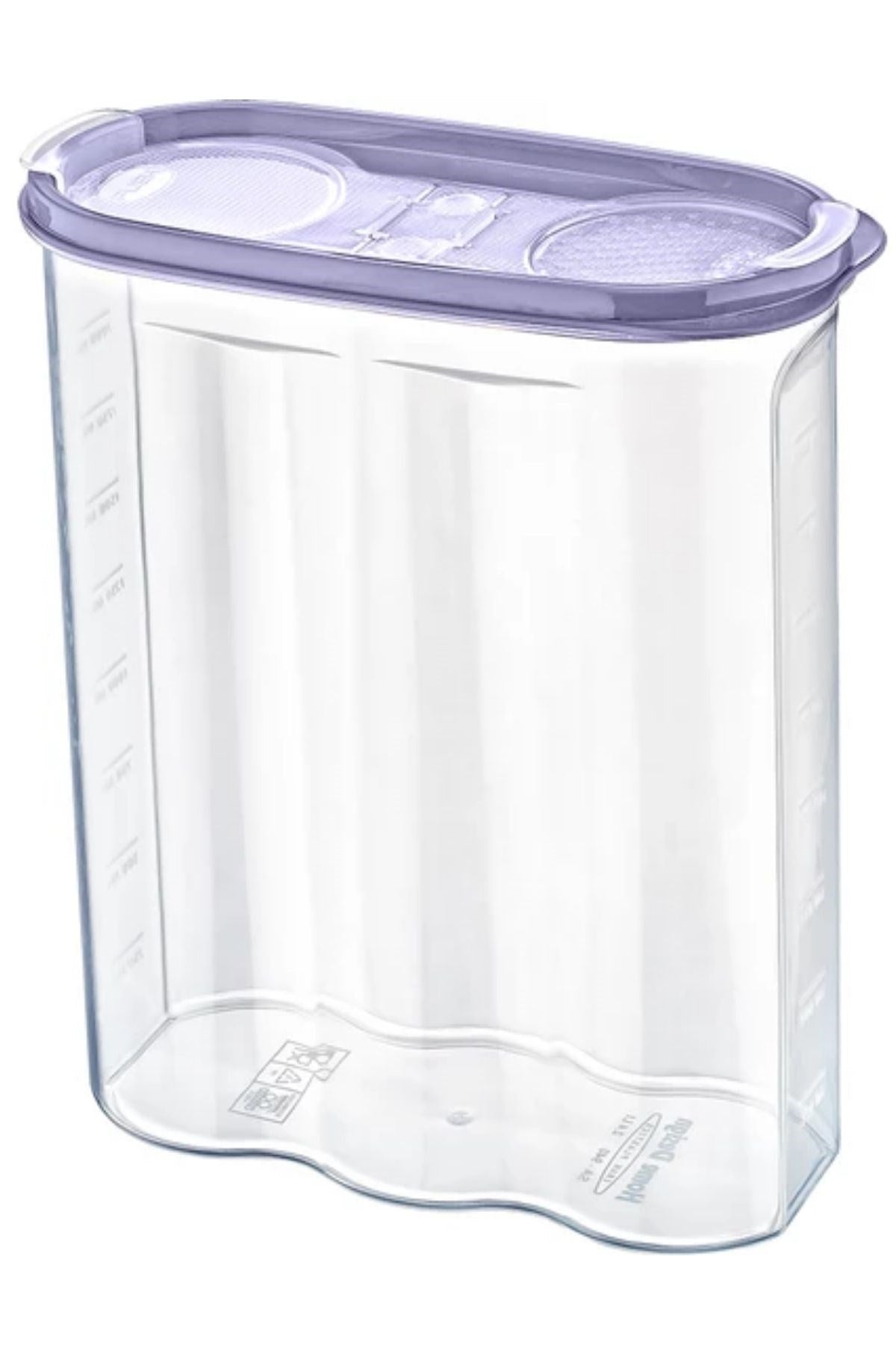 miorashop® 2 Kapaklı Ölçekli Erzak Kuru Gıda Saklama Kutusu Kabı 2,4 Litre-SA940