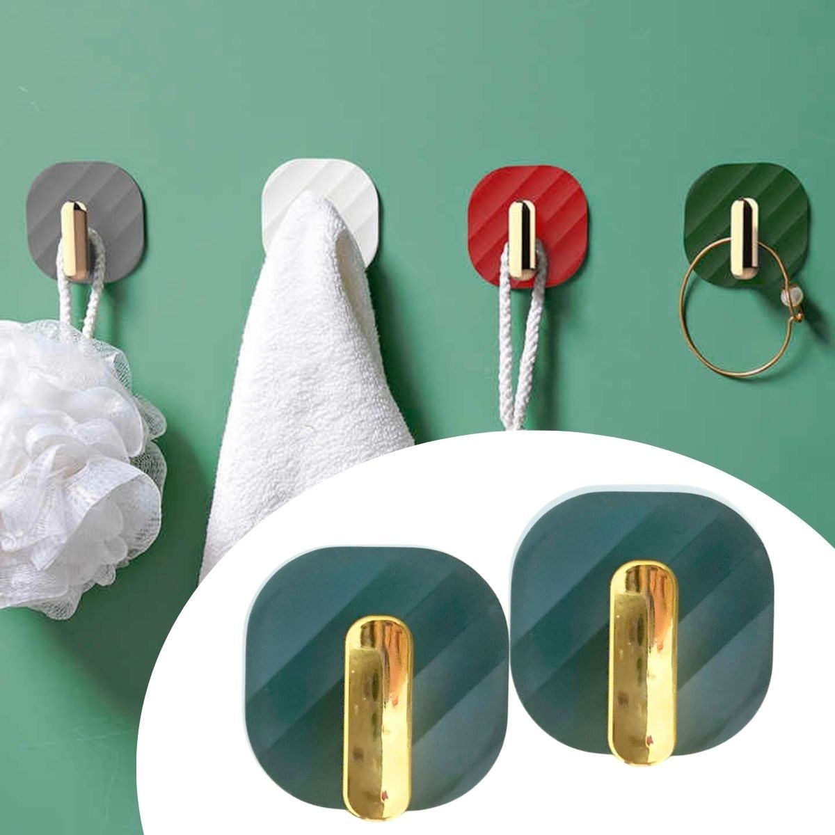 miorashop® 2li Yapışkanlı Retro Askılık Dolap Kapak Kulpu Yeşil