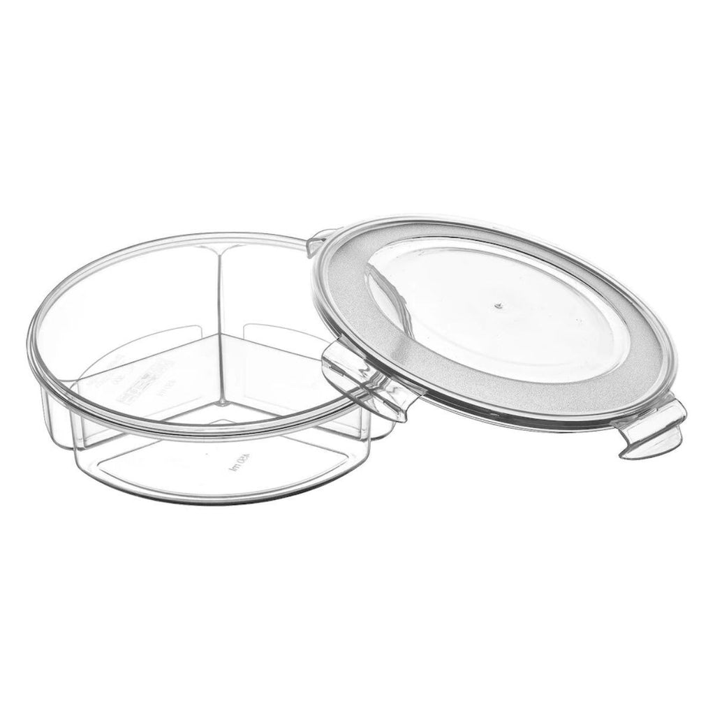 miorashop® 3 Bölmeli Sızdırmaz Contalı Kilitli Kapaklı 1,35 Litre yuvarlak Erzak Saklama Kabı LC-500