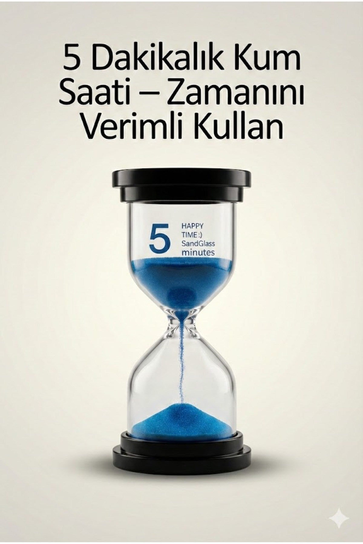 5 Dakikalık Kum Saati Zamanlayıcı – MAVİ Dekoratif Masa Saati 4 Renk Seçeneği