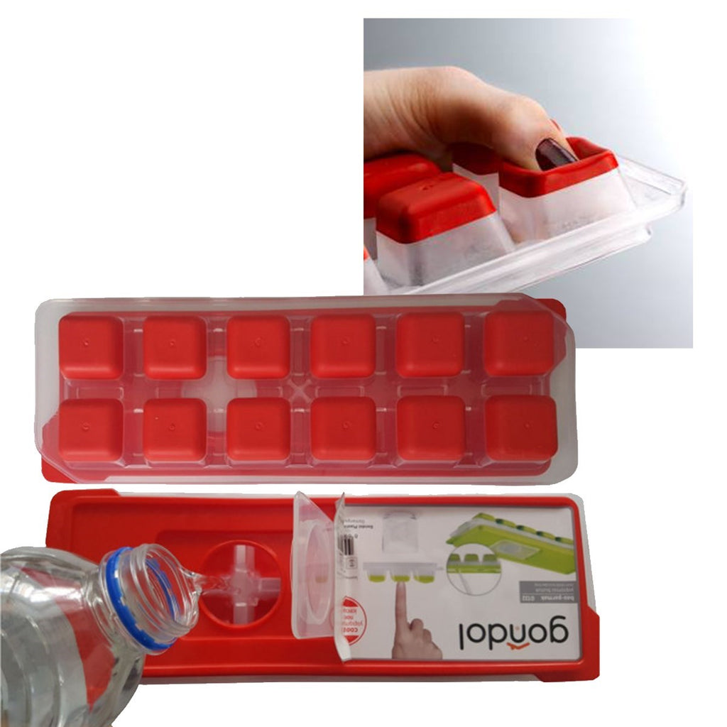 miorashop® 12li Kapaklı Yapışmaz Silikon Tabanlı Plastik Küp Buz Kalıbı