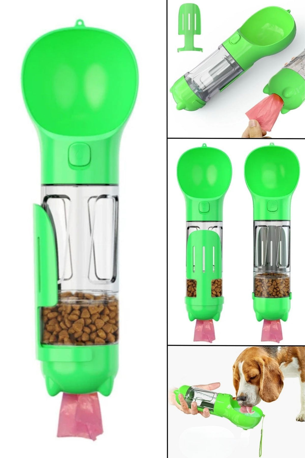 miorashop® Taşınabilir Hazneli Mama Kaplı ,Kaka Poşetli Kedi,Köpek Suluğu-300ml
