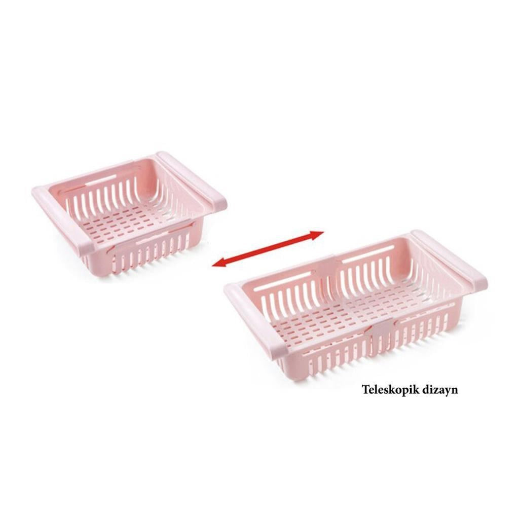 miorashop® Çok Amaçlı Uzayıp Kısalabilir Buzdolabı Düzenleyici Sepeti Rafı