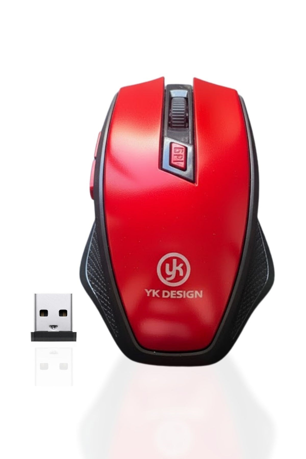 miorashop® Kırmızı Renkli Baş Parmak Destekli Ergonomik Sessiz Kablosuz Mouse – USB Alıcılı, Ofis ve Oyun İçin Konforlu Bilgisayar Faresi MS6300
