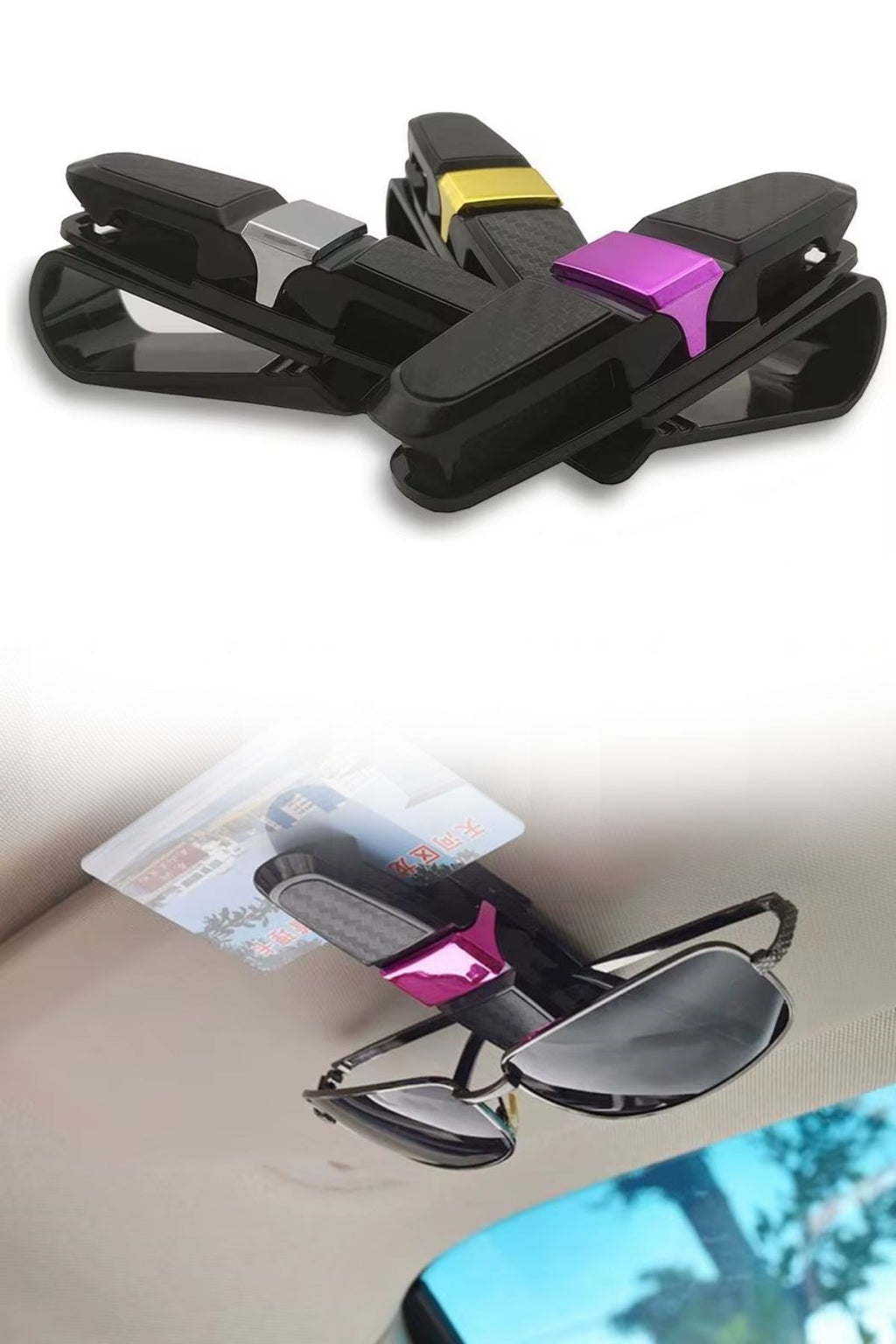 miorashop® Araç İçi Güneşliğe Takılan 2'li Gözlük,Kart,Para Takmalık Aparat