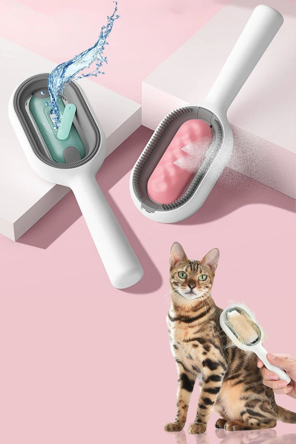 miorashop® Su Hazneli Kedi ve Köpek Tüyü Toplamama Fırçası Su Hazneli Pet Tarağı