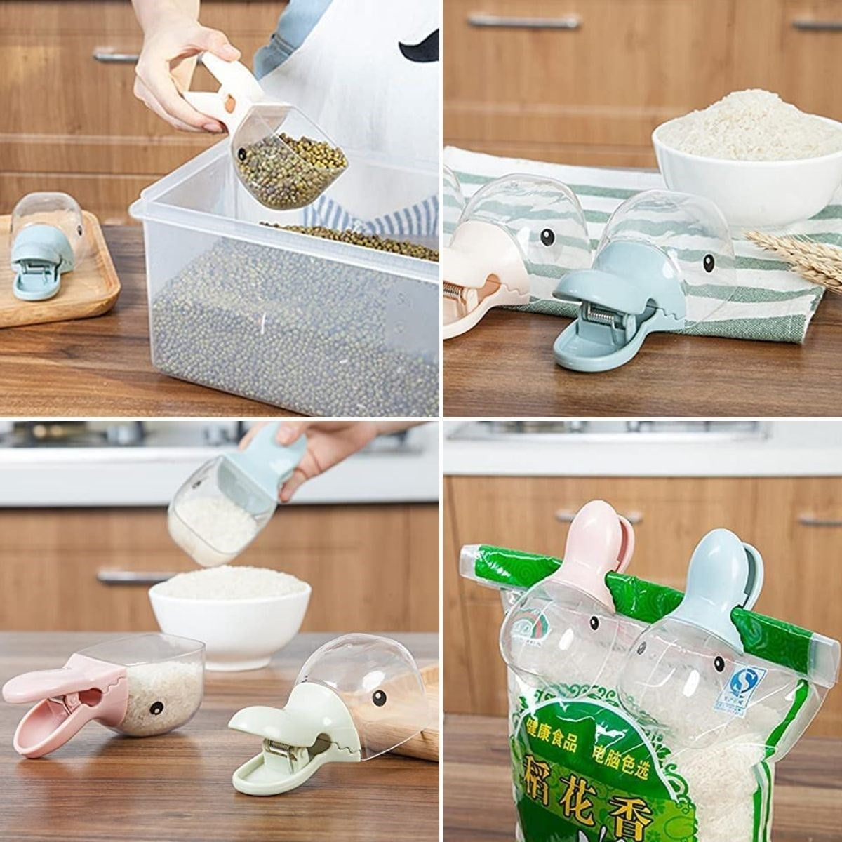 miorashop® Ördek Tasarımlı Mandallı Tazelik Koruyan Ölçekli Kuru Mama Kaşığı Mama Ölçeği