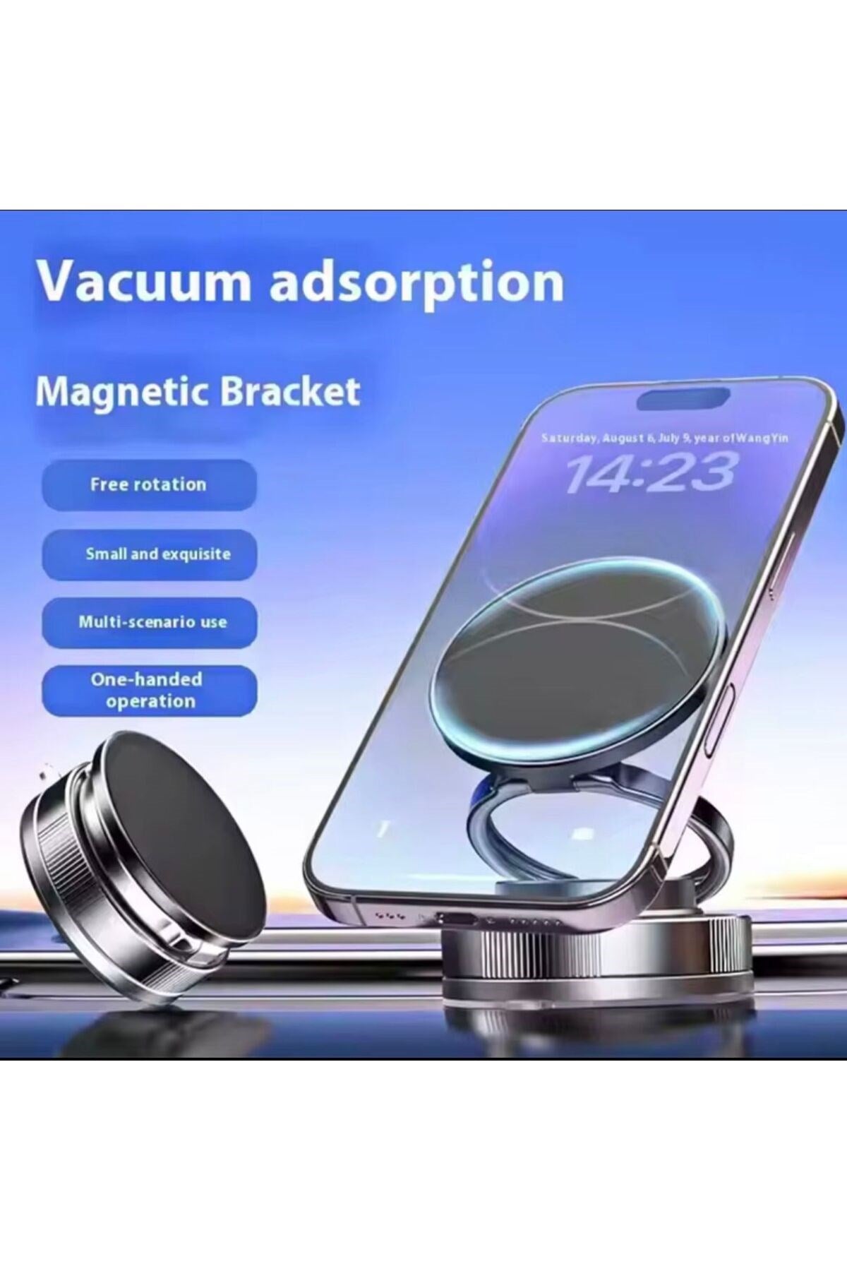 🚀 Ultra Güçlü Vakumlu Manyetik Telefon Tutucu – 360° Döner, Tek Elle Kullanım!