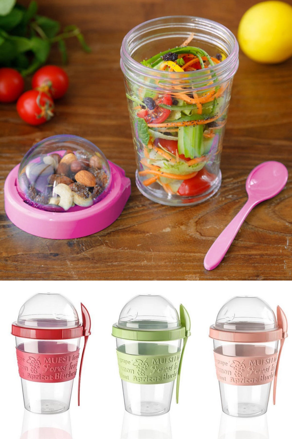 miorashop® Taken Go Kapaklı Kaşıklı Pratik Taşınabilir Meyveli Yoğurt Kabı