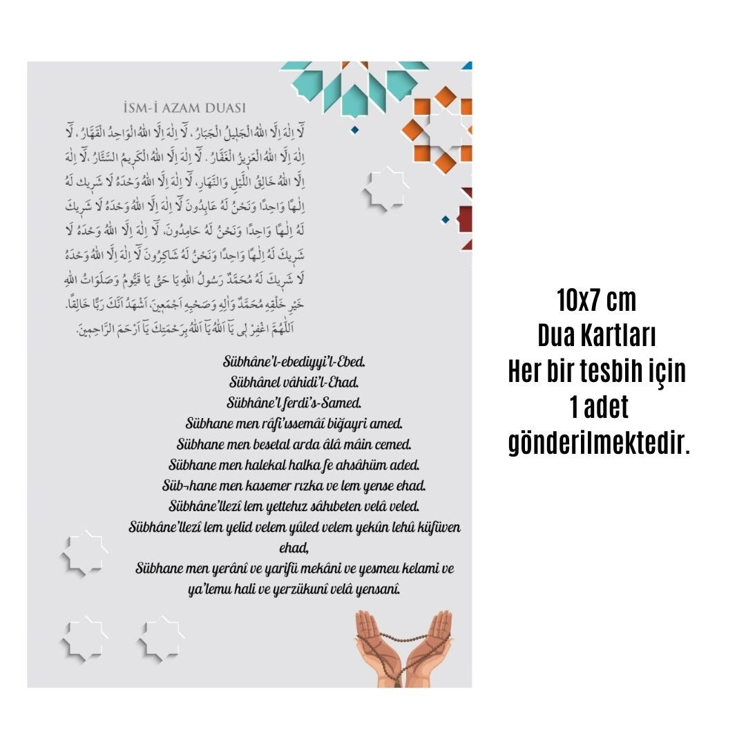 Namaz Tesbihi Vavlı 99'lu Cam İncili İsmi Azam Dua Kartı İle Fuşya Renk Hediyelik 10 Adet