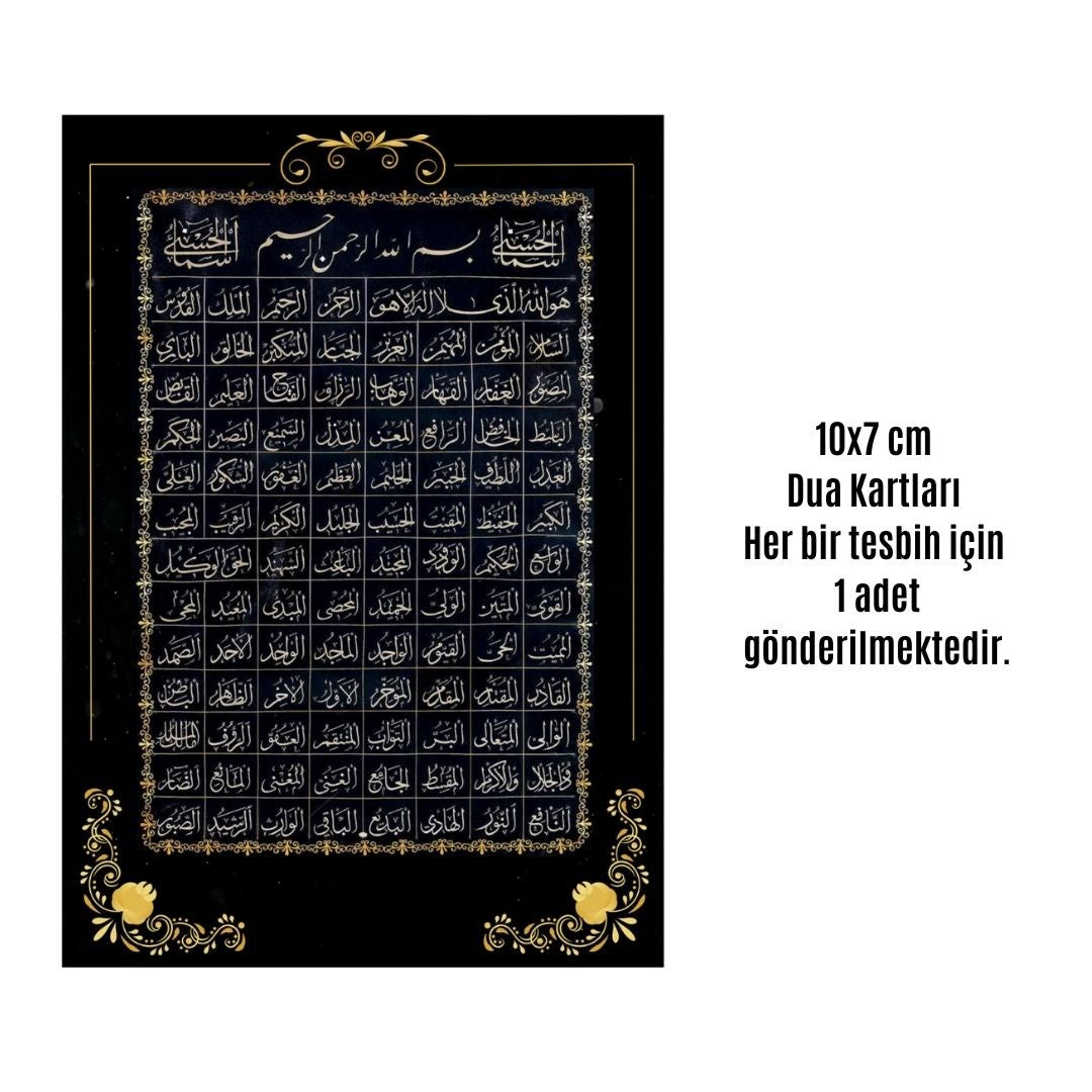 Namaz Tesbihi Vavlı 99'lu Cam İncili Esma'ul Hüsna Dua Kartı İle Mor Renk Hediyelik 10 Adet